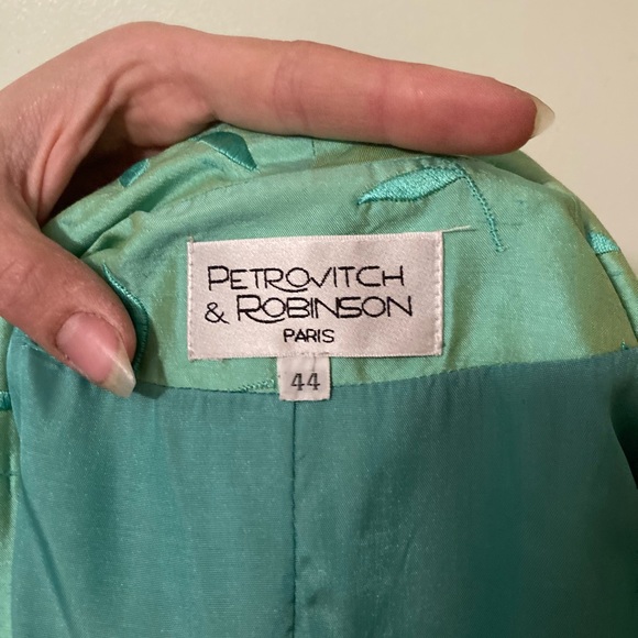 Petrovitch & Robinson high quality silk satin mint green blazer cardigan coat - Picture 3 of 6
